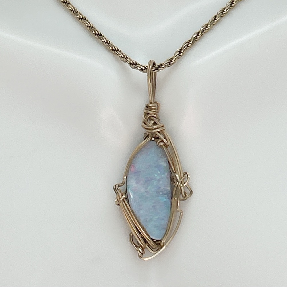Fiery Opal 14 Karat Gold Necklace
